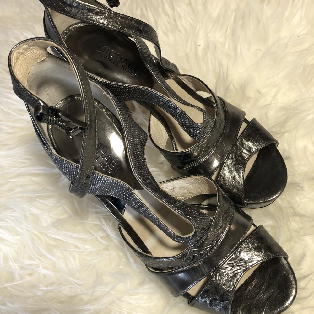 MK Silver Platform Heels.